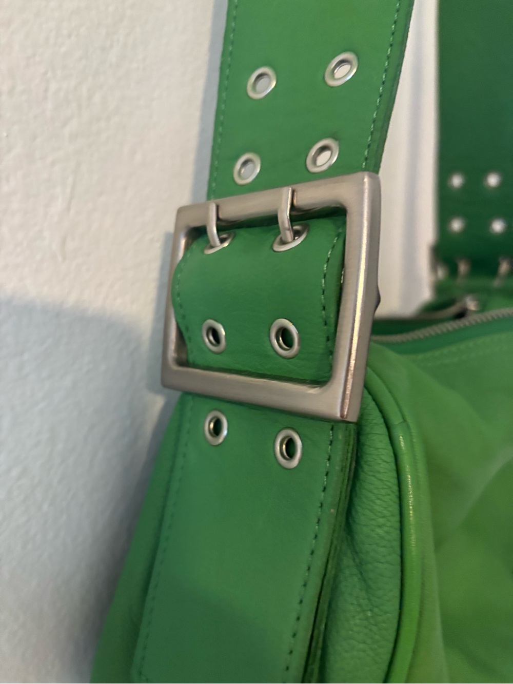 Free People Emerald Green Leather Shoulder Bag - Picture 2 of 6